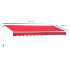 Outsunny Toldo Manual 395x245 Cm Toldo Para Patio Balcón Terraza Y Jardín Con Brazo Articulado De Aluminio Y Tela De Poliéster De 280g/m2 (Rojo) -Tienda de muebles de jardín 468d01ba4001a711d02c1464308bae5f9c32a171 5624cae8645247ff813f5f71d311653f