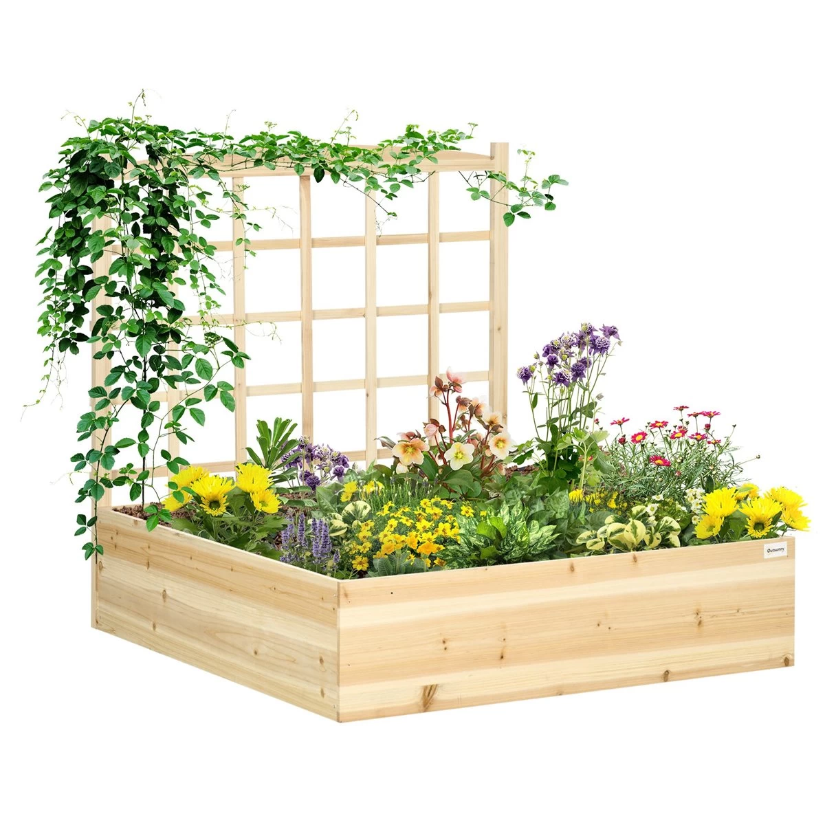 Outsunny Jardinera De Madera Con Enrejado Arriate De Jardín Con Celosía Jardinera De Caja Para Trepadoras Cultivos Verduras Flores 110x116x120 Cm Natural 3 Outsunny Jardinera De Madera Con Enrejado Arriate De Jardín Con Celosía Jardinera De Caja Para Trepadoras Cultivos Verduras Flores 110x116x120 Cm Natural