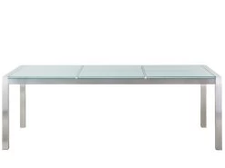 Mesa De Comedor De Metal/vidrio Templado Transparente/plateado 220 X 100 Cm GROSSETO -Tienda de muebles de jardín 47d01110ea88c85ff1b5ec8377da5ea470a9e03e e5d525a33a444b98843e3beb397e4f4d