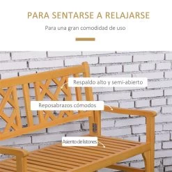 Outsunny Banco De Jardín Plegable De Madera Banco De 2 Plazas Exterior 120,5x55,5x90,2 Cm Con Asiento De Listones Y Reposabrazos Para Terraza Balcón Patio Natural -Tienda de muebles de jardín 47f473beb95ad9e1bbac294ba7f572059598537a 474aa669fac34ad3b06c742637a4f918