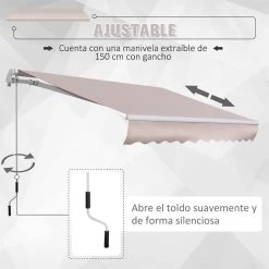 Outsunny Toldo Manual Con Manivela 3x2m Toldo Con Brazo Plegable Retráctil Ángulo Ajustable De Aluminio Protección Solar Para Puerta Ventanas Balcón Beige -Tienda de muebles de jardín 48381ead2ea84e0a677272cff24072f7b958ed9a ca62948a55a046b6be6f79d976bd386e