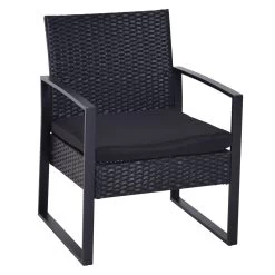 Outsunny Conjunto De Muebles De Ratán De Jardín 3 Piezas Set De Comedor Con 1 Mesa 42,5x40x39 Cm 2 Sillones 63x57x76 Cm Y Cojines Acolchados Para Patio Terraza Balcón Negro -Tienda de muebles de jardín 485ffcd4b0860f076f8c69556804bb83b5fe93fd 50d8f68c3e7d4d4cb0cac10e4bc0637f