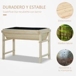 Outsunny Huerto Urbano Elevado De Madera 108,5x60x80 Cm Mesa De Cultivo Con Tela No Tejida Y 3 Orificios De Drenaje Para Jardín Terraza Exterior Carga 50 Kg Natural -Tienda de muebles de jardín 48c78f1e8d8bbdf3e2b314a0d16fc36b828f210d 2d7f4ec0495544df92eeb1dfa94b6ea8