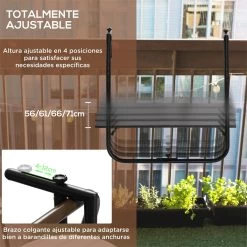 Outsunny Mesa Colgante Para Balcón Mesa De Pared De Acero Con Altura Ajustable En 4 Posiciones Carga Máx. 15 Kg Para Terraza Jardín 60x60,5x56-71 Cm Negro -Tienda de muebles de jardín 4922a72ddaa2e768aaa799b8a561de6a9b3052e1 66b22e18371a47ee8e5ad4fa58cf7249