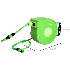 Outsunny Carrete Para Manguera Soporte Mural Portamanguera 10m Roll-up Automático Con Pistola De Pulverización Base De Pared Conector De Manguera Para Jardín Terraza -Tienda de muebles de jardín 494336b72ec5516213691b6d50205158b25ee9b3 978d2bcf781a4b46b58e1cb3c8a357a6