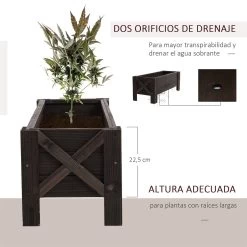 Outsunny Huerto Urbano Jardinera Macetero De Madera Arriate De Jardín Rectangular Con Patas Para Flores Plantas Cultivos 100x36,5x36 Cm Marrón -Tienda de muebles de jardín 495611d2c010734ac973cb713b1b339731461708 03dfd9a3fc754bc0b5950a68220de382