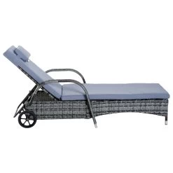 Outsunny Set De 2 Tumbonas Chaise Longue + 1 Mesa De Ratan Para Jardín O Terraza Sillas Con Cojín Y Respaldo Ajustable A 5 Niveles (Gris) -Tienda de muebles de jardín 4c5c77247c815e446b16fe7fcc0a409c7abf65c5 423f3cd67b704f508b99bcfba3848e96