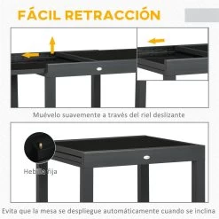 Outsunny Mesa De Jardín Extensible De Aluminio Mesa De Comedor Rectangular Con Encimera De Vidrio Templado Carga 50 Kg Para Terraza 160x80x75 Cm Negro -Tienda de muebles de jardín 4d2f4af8250f5c5142e8499af18b159463297535 2af31473e3d54816a8f8ee95566a815b 1