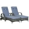Outsunny Conjunto De 2 Tumbonas De Ratán De Jardín Chaise Longue Con Respaldo Ajustable En 5 Posiciones Cojines Acolchados Reposacabezas Y 2 Ruedas 200x73x72-103 Cm Gris -Tienda de muebles de jardín 4d979111d5ed26e50cf191a55564c4c719c83744 747c3995f5724cd29bf3d49f85a96f4c