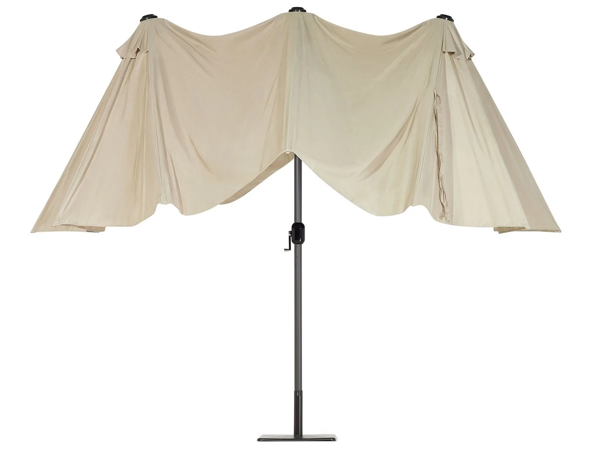 Sombrilla De Jardín Con Doble Toldo Gris Beige 460 Cm SIBILLA 7 Sombrilla De Jardín Con Doble Toldo Gris Beige 460 Cm SIBILLA - Imagen 5