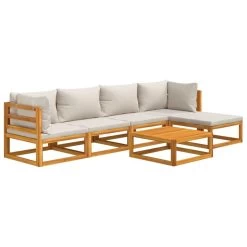 Set Muebles De Jardín 6 Pzas Madera Maciza Y Cojines Gris Claro VidaXL -Tienda de muebles de jardín 4dcdf403417ca3dda219b126a28502f8314af65d 3c7282b6697d44f4ab0bc8f56dd31ee8