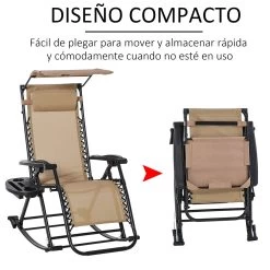Outsunny Silla Mecedora De Jardín Plegable Tumbona Reclinable Con Techo Protección Solar Reposacabezas Extraíble Y Reposapiés Estructura De Acero 120x67x102 Cm Beige -Tienda de muebles de jardín 4f26b5d3c145305d4bcbfeee066c2937c16627f2 265956ddf356418abc8444cf1998333d