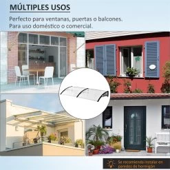 Outsunny Tejadillo De Protección 195x75 Cm Marquesina Para Puertas Y Ventanas Contra Sol Y Lluvia Con Paneles De Policarbonato Barras De Aleación De Aluminio Transparente -Tienda de muebles de jardín 51d214aa2b169f1570b58eeb3bb0fdb313ca3cc8 4de274a87dc94888b10cc011ebea3003