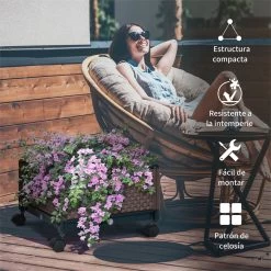 Outsunny Jardinera De Plástico Con Ruedas Macetero De Jardín Con Agujeros De Drenaje Para Cultivo De Plantas En Exterior Patio Terraza 50x50x33 Cm Marrón -Tienda de muebles de jardín 52258964ab277de44876262e785094cc481ed30e b6e8511ead8c41398e6a06db7742b3a6