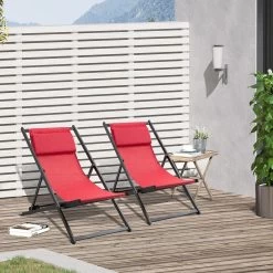 Outsunny Conjunto De 2 Tumbonas Plegables Con Respaldo Regulable En 5 Posiciones Y Reposacabezas Acolchado Incorporado 58x96.5x91.5cm Rojo Vino -Tienda de muebles de jardín 52c39893d8bd41761a3e188d2c3814ff913547af a5fac5b644384bf1be09ae8b598276d6