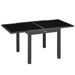 Outsunny Mesa De Jardín Extensible De Aluminio Mesa De Comedor Rectangular Con Encimera De Vidrio Templado Carga 50 Kg Para Terraza 160x80x75 Cm Negro -Tienda de muebles de jardín 52dd10369c7e2fc8d14930911a26cf9ef3385e5f c0240a87c0e747db988f318ab92b41b1 1