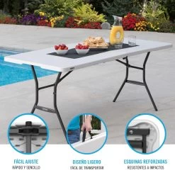 Mesa Rectangular Plegable Blanco Efecto Granito LIFETIME 184 X 76 X 73,5 Cm -Tienda de muebles de jardín 533cfd6332a58b7f68aa7ee0b7e11a5afb794b1d 2043e03dab2543d882cc870c9b9e8920