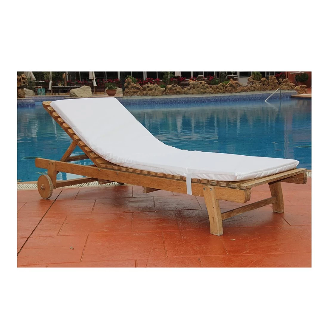 Colchón Para Tumbona Impermeable 180x60x6 Cm Blanco Acomoda Textil. 3 Colchón Para Tumbona Impermeable 180x60x6 Cm Blanco Acomoda Textil.