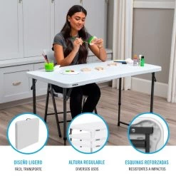 Mesa Plegable Ajustable En Altura Blanco LIFETIME 122 X 61 X 56-91 Cm -Tienda de muebles de jardín 53e8e80115f7663fcabf936ed10064986f7e31a0 d7a9af2e1c784098ae620aff9cabb164