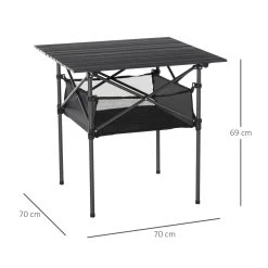 Outsunny Mesa De Camping Plegable Mesa De Picnic Con Espacio Almacenaje De Malla Y Bolsa De Transporte Para Jardín Patio Exterior 70x70x69 Cm Negro -Tienda de muebles de jardín 544baf6a00effd0dca5d9f5377f112f95a8a94a5 cf08212f11f340918b43ca05fea1957d