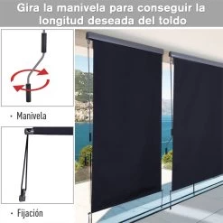 Outsunny Toldo Vertical Enrollable Con Manivela Protección UV Para Interior Y Exterior Balcón Porche Terraza 140x250 Cm Gris -Tienda de muebles de jardín 5489277226d94144c6fbef97b46e1f00334dbfe1 fc35ba2526db470fa4616b34c84a5c87