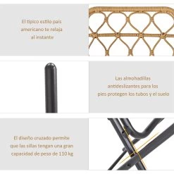Outsunny Conjunto De Mesa Y 2 Sillas Plegables De Ratán Para Jardín Terraza Exterior Estructura De Acero Φ60x71 Cm Y 46x56x83 Cm Madera Natural -Tienda de muebles de jardín 55b5a9a6a2c979f67d8743dec4004d383123e2c6 2e861a0c92124457bcc32e741f554905