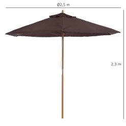 Outsunny Sombrilla Parasol De Madera Ø250x230cm Para Exterior Con 6 Varillas Sistema De Cuerda Con Fijación Desmontable Portátil Fácil De Guardar Y Transportar Café -Tienda de muebles de jardín 56ce1cbefd4ca92ee5a4e81f98bf885c02c80fef 55dac5bd11234e39ba8772e88f9759f5