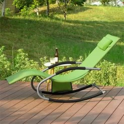 Set De 2 Tumbonas, Mecedora Con Almohada Y Bolsillo Lateral, Estructura De Hierro, Malla Transpirable Teslin, Cómodo, Soporta Hasta 150 Kg Verde X 2 OGS28-GRx2 SoBuy -Tienda de muebles de jardín 589634b18a62c1899a68beb1c29f26712988871e d75d4e53455043ac8b7156f1af4c71d7