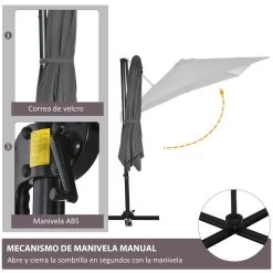 Outsunny Sombrilla De Jardín De Aluminio 245x245x245 Cm Parasol Excéntrico Con Manivela Giratorio 360° Inclinación De 5 Niveles Tela Desmontable Y Ventilación Para Patio Terraza Gris 16 Outsunny Sombrilla De Jardín De Aluminio 245x245x245 Cm Parasol Excéntrico Con Manivela Giratorio 360° Inclinación De 5 Niveles Tela Desmontable Y Ventilación Para Patio Terraza Gris -Tienda de muebles de jardín 58c58a1b63275694150a19f3344b4bfbc9ca7c38 4875e75557aa44c2b7f20d99f95def96