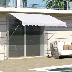 Outsunny Toldo Manual Retráctil Para Exterior 300x150x170-280 Cm Toldo Enrollable Altura Ajustable Con Manivela Protección Solar Para Terraza Balcón Jardín Blanco -Tienda de muebles de jardín 5a3f61fb248cec96e60fce09cbfd363f93f25e26 5f2ff8e484ca4e8bae194a4c6ec60df0