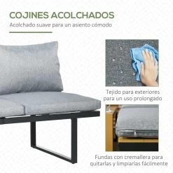 Outsunny Conjunto De Muebles De Jardín De Aluminio 3 Piezas Juego De Conversación Incluye 2 Sofás Esquineros Con Cojines Mesa De Plástico Madera Y Panel Lateral Para Terraza Gris -Tienda de muebles de jardín 5c2324efe9bdc56b93c2ecaa7b488d6c550a88f2 a2db8f1e24ae4e9d9e691cd71a67be95
