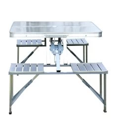 Outsunny Mesa Maleta De Camping Plegable Portátil Con 4 Asientos Y Agujero Para Sombrilla Estructura De Aluminio Para Playa Picnic 136x85,5x66 Cm Plata -Tienda de muebles de jardín 5c3d79c91ccfb5199c4b6af0fbfb5d2ae2e3bcfa c41b61bcc7fa4b48a8d4c550a7e7c872