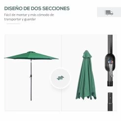 Outsunny Sombrilla De Jardín Ø295x250 Cm Con Manivela Parasol Exterior Con Mecanismo De Inclinación Y Poste Desmontable De Metal Para Terraza Piscina Patio Verde -Tienda de muebles de jardín 5cfcc73baf90aeef0ec863e5cb56fa9ee7456662 5693e2dcfc2e41c882438d124bcf7b6d