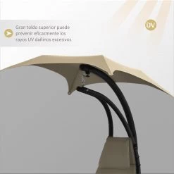 Outsunny Tumbona Colgante Con Sombrilla Protección UV Hamaca Sillón Con Toldo Estructura Estable Cuerda Antivuelco Y Forma Ergonómico Para Jardín Patio Terraza Metal 190x110x190 Cm Beige -Tienda de muebles de jardín 5d43c48d6ff9747c8acf4cf58e9acbb25b968f84 134c4b15b87c4e1cb5ce6c9a51aa15a2