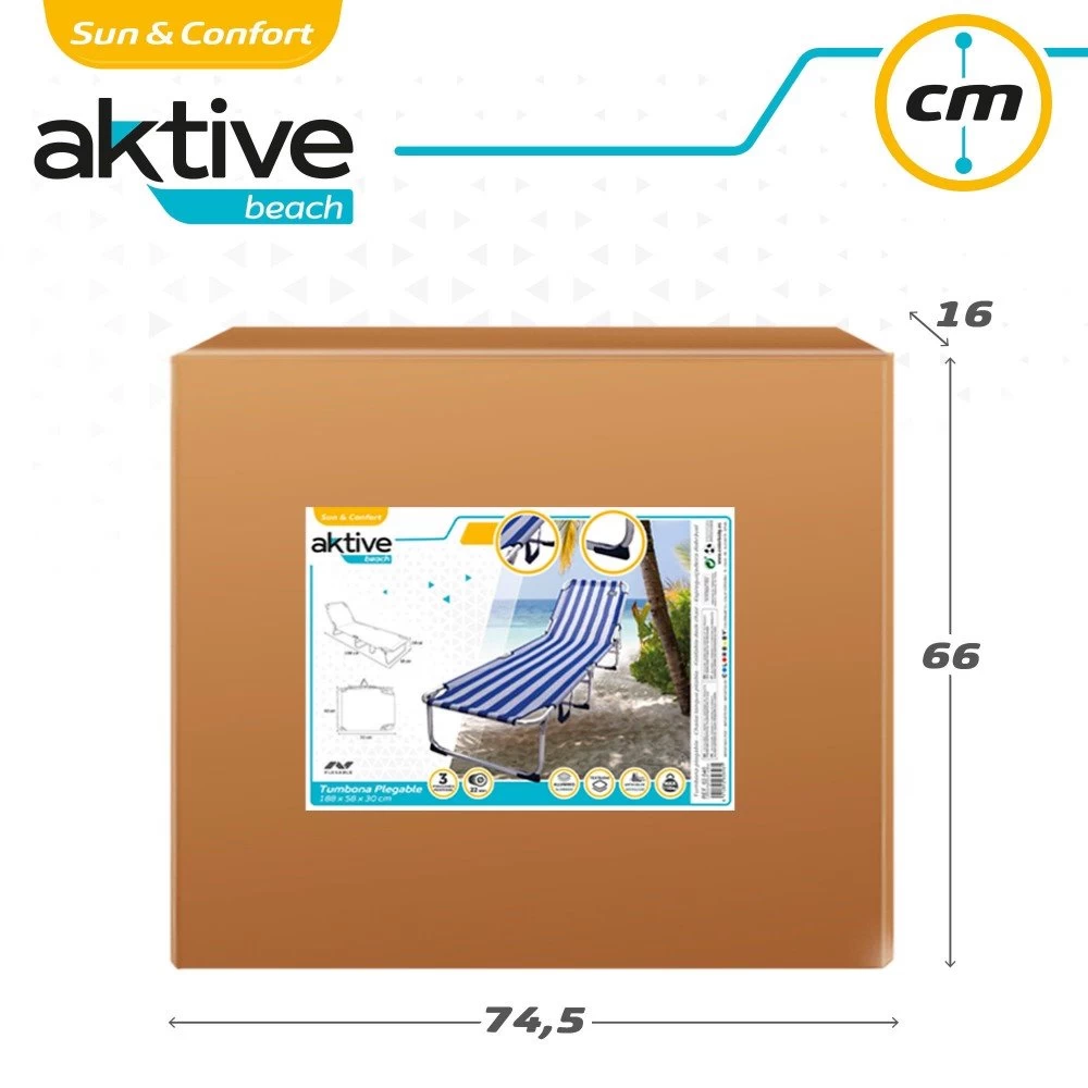Tumbona Plegable De Aluminio 3 Posiciones Aktive Beach 10 Tumbona Plegable De Aluminio 3 Posiciones Aktive Beach - Imagen 8