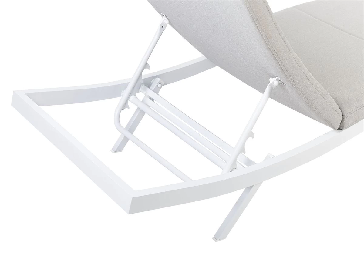 Tumbona Reclinable De Metal/textil Trenzado Gris Claro/blanco AMELIA 8 Tumbona Reclinable De Metal/textil Trenzado Gris Claro/blanco AMELIA - Imagen 6