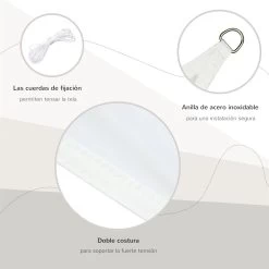 Outsunny Toldo Vela Color Crema Sombrilla Parasol Triangulo Tela De Poliéster Jardin Playa Camping Sombra (varios Colores Y Medidas), Medida 3x3x3 Metros, Color Crema -Tienda de muebles de jardín 5ebe7d8eaf7c04ca991e60d5395037171ccb98a7 ee79ba5505bc475d8e4ba13e779961a9