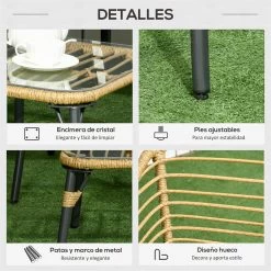 Outsunny Conjunto De Muebles De Ratán Para 4 Personas Muebles De Jardín 4 Piezas Con Sofá De 2 Plazos 2 Sillones Mesa De Centro Y 4 Cojines Para Terraza Patio Arena -Tienda de muebles de jardín 5f99ca92c6713eeda7fa20593561a8e18f7446b5 24cf23bc578946d4b837f6ee571c15d8