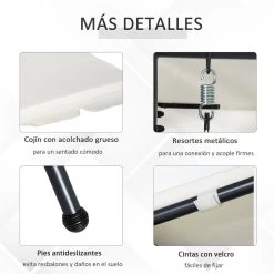 Outsunny Columpio Balancín Jardín De 3 Plazas Convertible En Cama Con Techo Ajustable Cojín Acolchado Y Almohadas Para Balcón Terraza Carga 340 Kg Acero 200x125x170 Cm Crema -Tienda de muebles de jardín 60175aab0798c4b47741c90daa5ca7d6b1af4d0d 00e84e274ea346c59b0dab0b7ecded3e