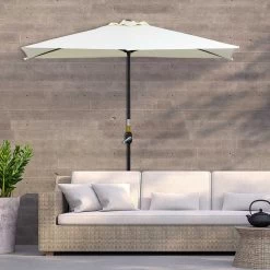 Outsunny Sombrilla Semicircular 230x130x245 Cm Parasol Para Pared De Jardín Con Manivela Y Mástil De Metal De Ø38 Mm Terraza Balcón Beige -Tienda de muebles de jardín 60446ba12d0809fc0fd74cce8ec08421759e9799 f0235164bac145e6874ad73b0e78fb08