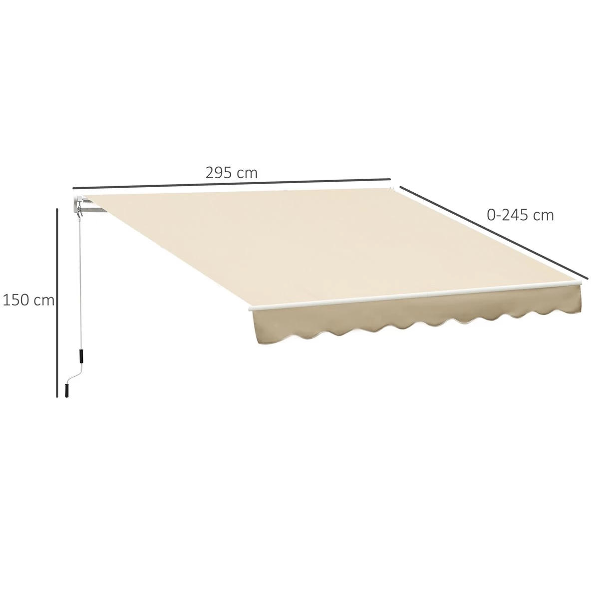 Outsunny Toldo Manual Retráctil Plegable Con Manivela 295x245 Cm Toldo Enrollable Aluminio Protección Solar Para Ventanas Puertas Balcón Terraza Exterior Beige 5 Outsunny Toldo Manual Retráctil Plegable Con Manivela 295x245 Cm Toldo Enrollable Aluminio Protección Solar Para Ventanas Puertas Balcón Terraza Exterior Beige - Imagen 3