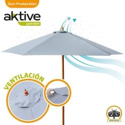 Parasol Hexagonal 300 Cm Color Antracita Mástil Madera Aktive Garden -Tienda de muebles de jardín 6115ac8377c38e5b6c063f41f32d0e1ee7c79b7a d1d1c5c482db4bf1bf727316db92311e