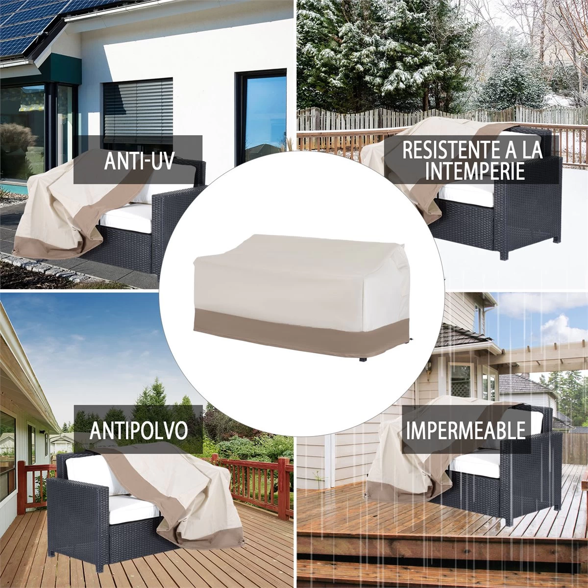 Outsunny Funda Protectora Para Banco 2-3 Plaza Cubierta De Muebles Impermeable Exterior Jardín Protección Contra Lluvia Y Sol 152x87x59/79cm 600D Tela Oxford 8 Outsunny Funda Protectora Para Banco 2-3 Plaza Cubierta De Muebles Impermeable Exterior Jardín Protección Contra Lluvia Y Sol 152x87x59/79cm 600D Tela Oxford - Imagen 6