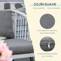 Outsunny Conjunto De Muebles De Ratán Y Aluminio Juego De Muebles De Jardín 4 Piezas Mesa De Café Sofá De 3 Plazas Y 2 Sillones Con Cojines Para Terraza Exterior Gris -Tienda de muebles de jardín 61a5d1ba1d8443a7aa676b93870155cd154521a2 9473d56ca3df421aaba2c2de5020c4bb