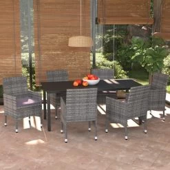 Set De Muebles Jardín 7 Pzas Con Cojines Ratán Sintético Gris VidaXL -Tienda de muebles de jardín 62828c0d75379de6b11a1feabd92fc13ed4f6433 ce79470d73d047ae9c828029870714d3