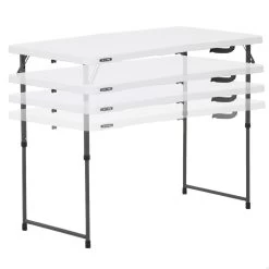 Mesa Plegable Ajustable En Altura Blanco LIFETIME 122 X 61 X 56-91 Cm