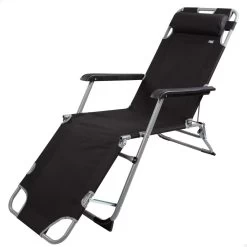 Tumbona Plegable Jardín Multiposición Negra C/cojín Aktive