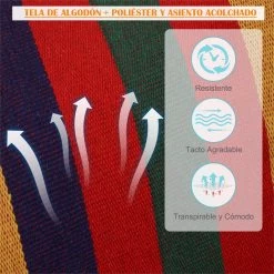 Outsunny Silla Hamaca Colgante Tejido De Algodón Poliéster Carga 100 Kg Sillón Colgante Para Interior Exterior Terraza 100x60x100 Cm Multicolor -Tienda de muebles de jardín 63c68bfad21eed5e2e450403e16014346ffa1434 d3102aab712d46e885c75c92cf31ca9d