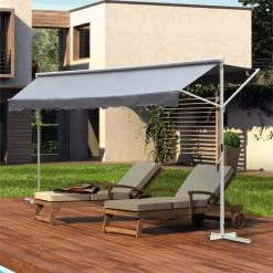 Outsunny Toldo De Pie Independiente 300x295x260 Cm Con Manivela Doble Cara Ángulo Ajustable Portátil Protección Solar Para Jardín Terraza Patio Gris -Tienda de muebles de jardín 645f223912fecba068cd1869bfaff6da0252a44e 3385133866224470bfc744ada165e708