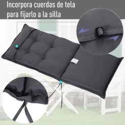 Outsunny Cojín De 2 Piezas Para Tumbona De Exterior Colchoneta Para Sillas De Jardín Acolchado Cómoda Con Cuerda De Fijación Lavable A Mano Poliéster Esponja 120x50x6 Cm Gris -Tienda de muebles de jardín 6527a3812d24a8b1ed116f598873b77df7ccab09 7cc4aa44427e4c0c91b00bdb61c296b4